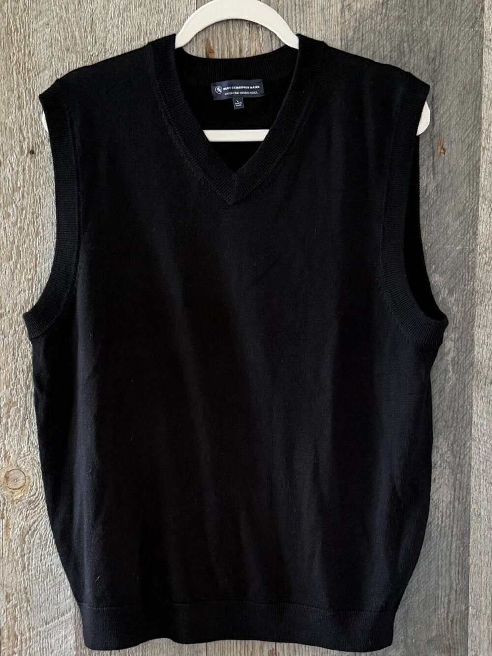 Hart Schaffner Marx Wool Black Sweater Vest Size Large